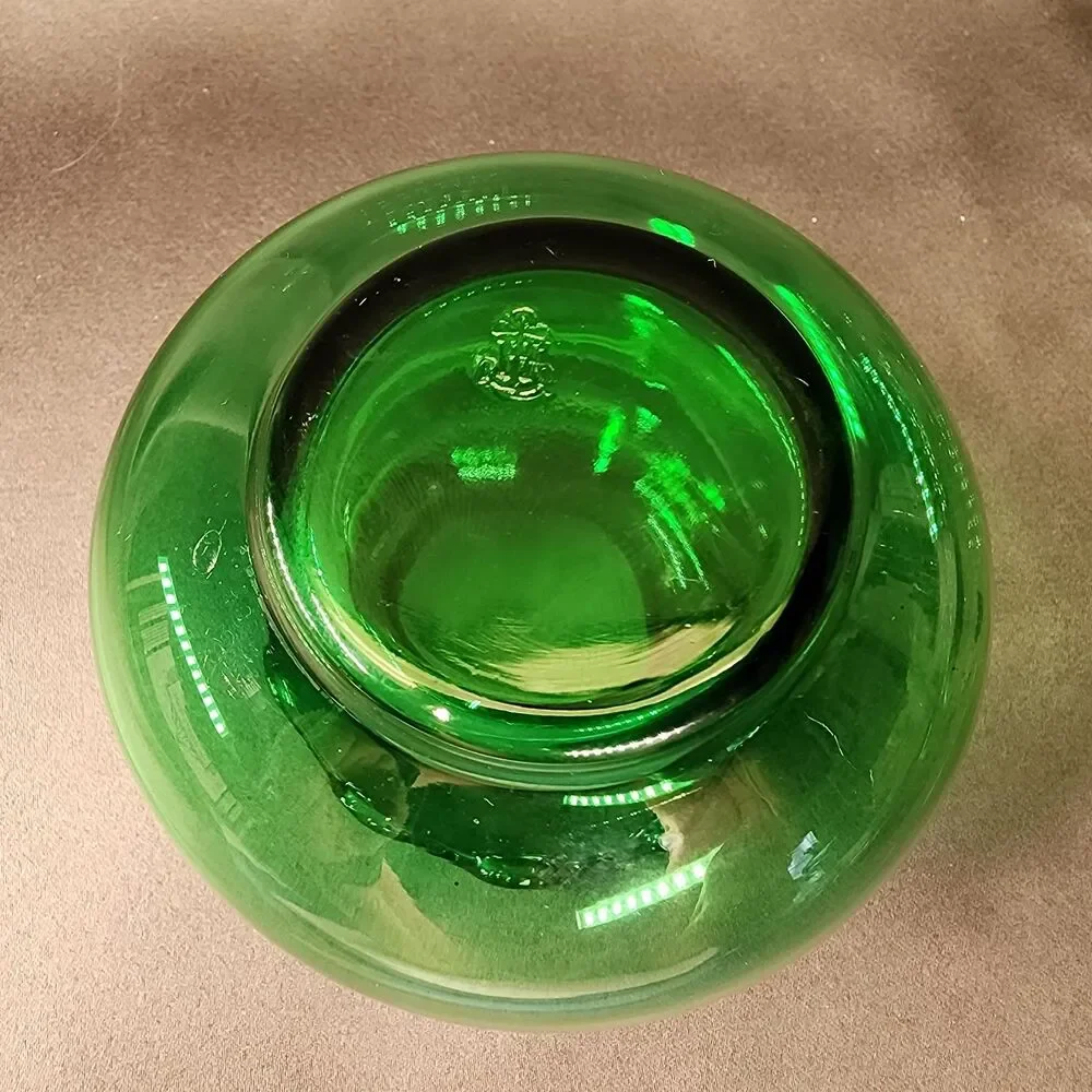 Vtg Anchor Hocking Emerald Green Glass Small Ruffled Edge Vase